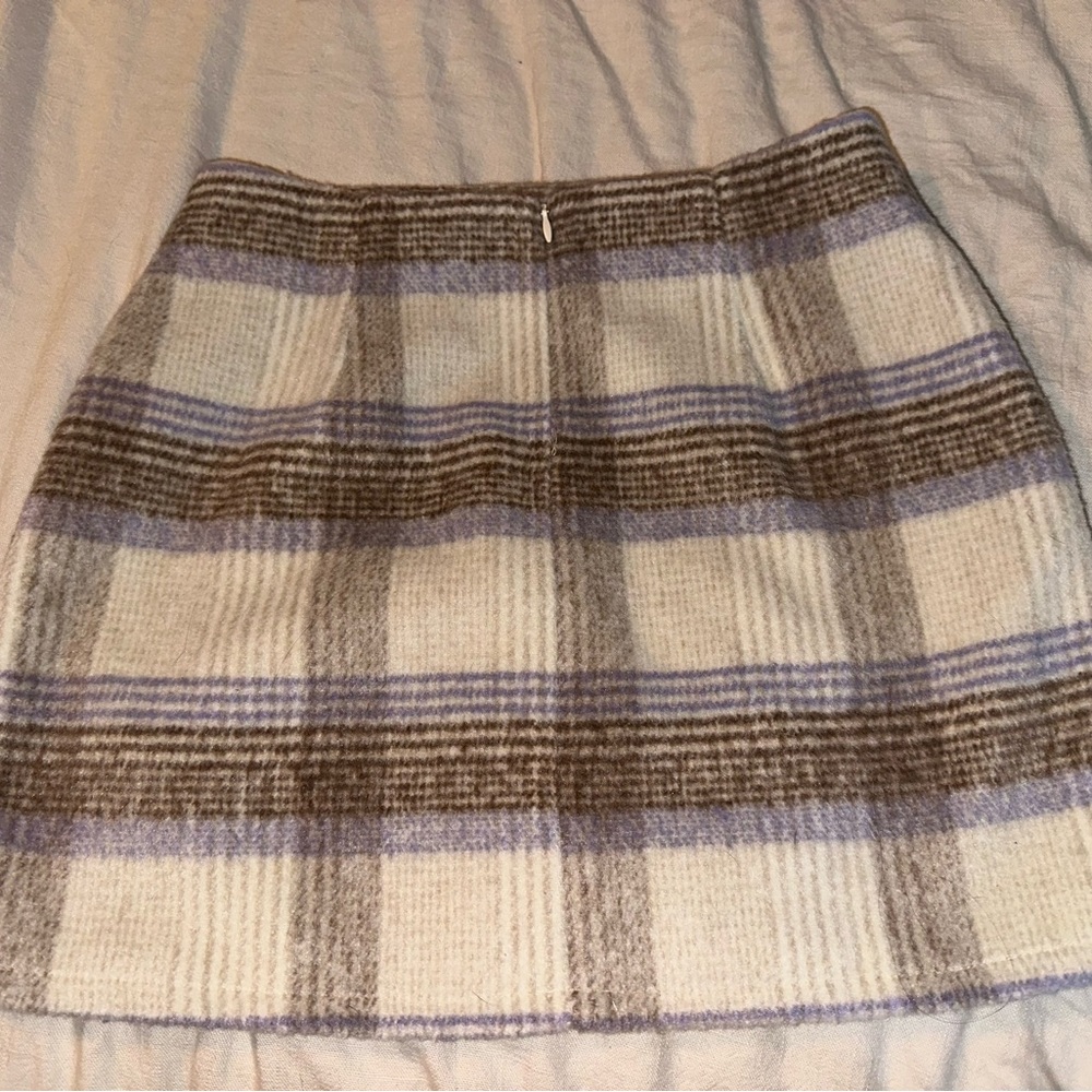 Lulu's Cream Plaid Mini Skirt with Lilac and Taupe Stripes